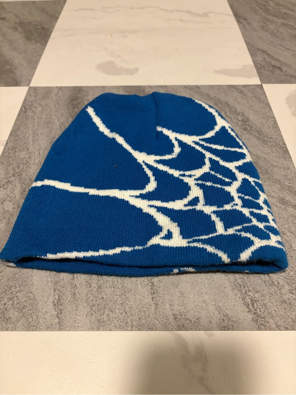 Blue Designer Spiderweb Beanie